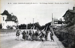 Shrimp Fishers at the Village Suisse, Paris-Plage, c.1910 by French Photographer